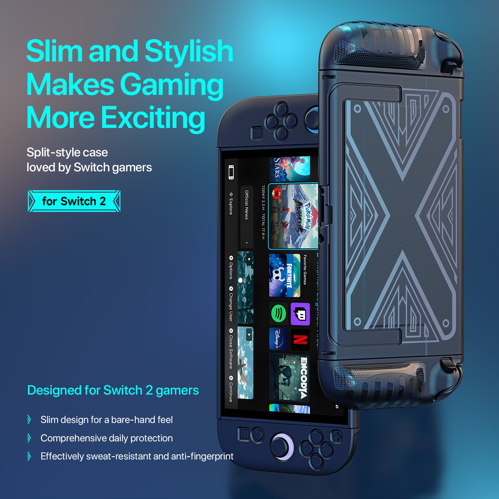 Nintendo Switch 2 Beskyttende cover med greb, Sort