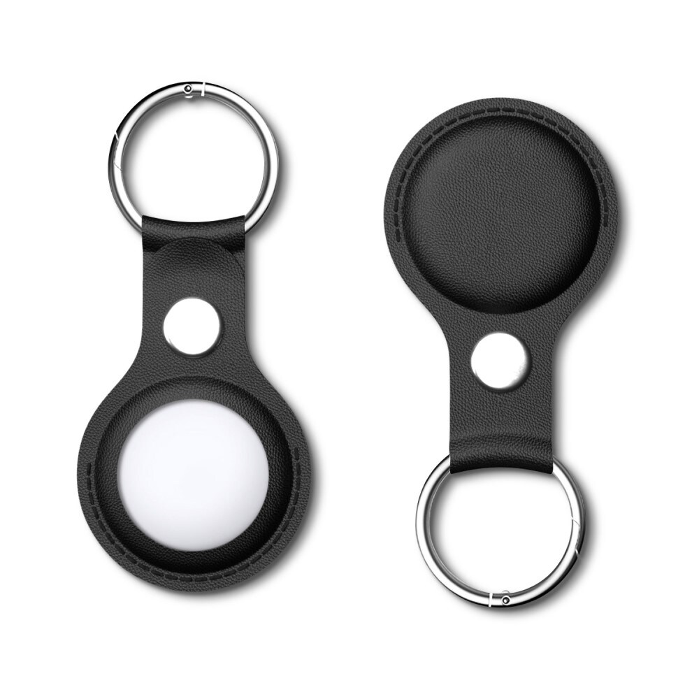 Apple AirTag Lædercover med nøglering, Sort