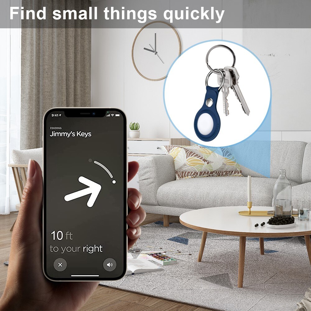 Apple AirTag Lædercover med nøglering, Blå