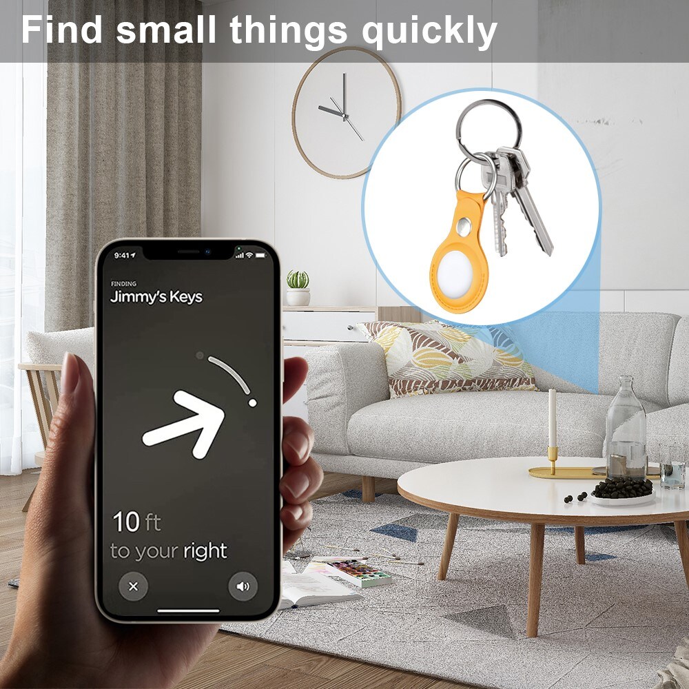 Apple AirTag Lædercover med nøglering, Gul