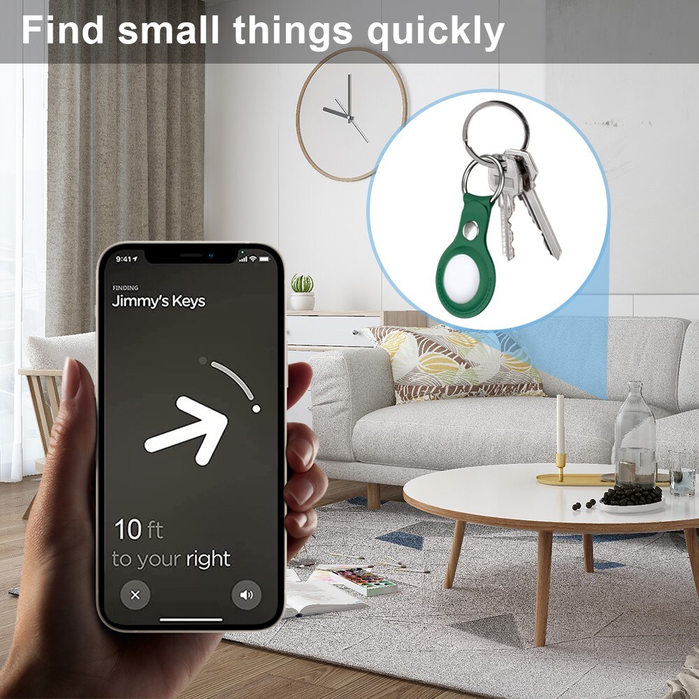 Apple AirTag Lædercover med nøglering, Grøn