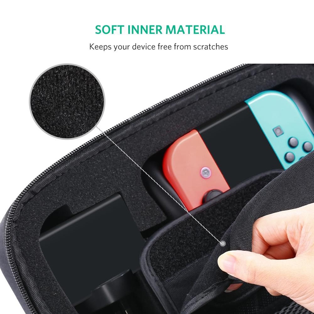 Nintendo Switch Opbevaringstaske med håndtag og plads til spillekort, Sort