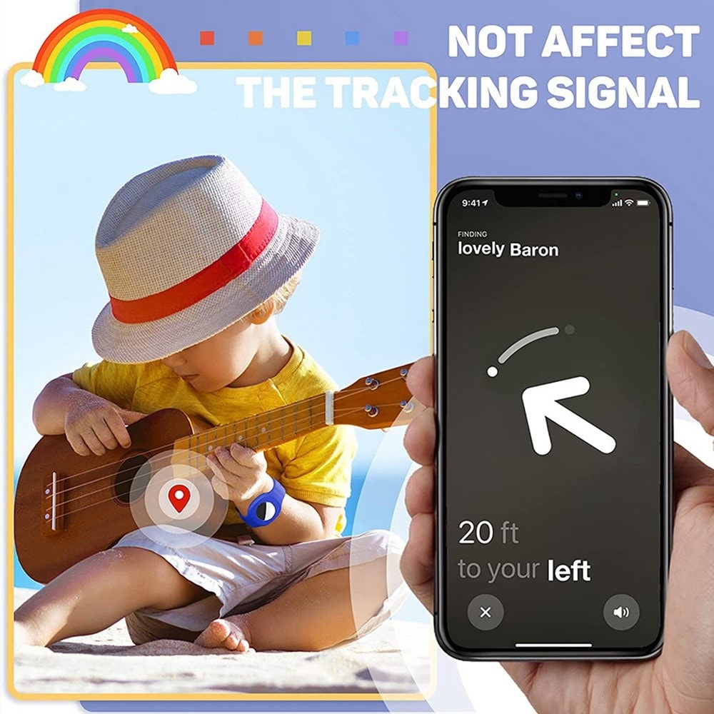 Apple AirTag Silikonearmbånd til børn, Sort