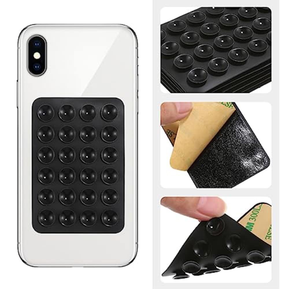 Mobilholder med sugekop og tape, Sort