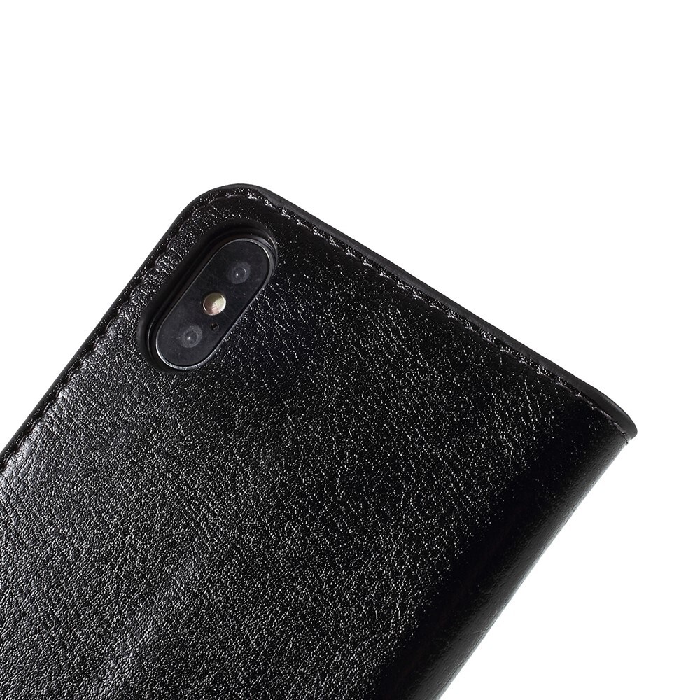 iPhone X/XS Smidigt mobiletui i ægte læder, Sort