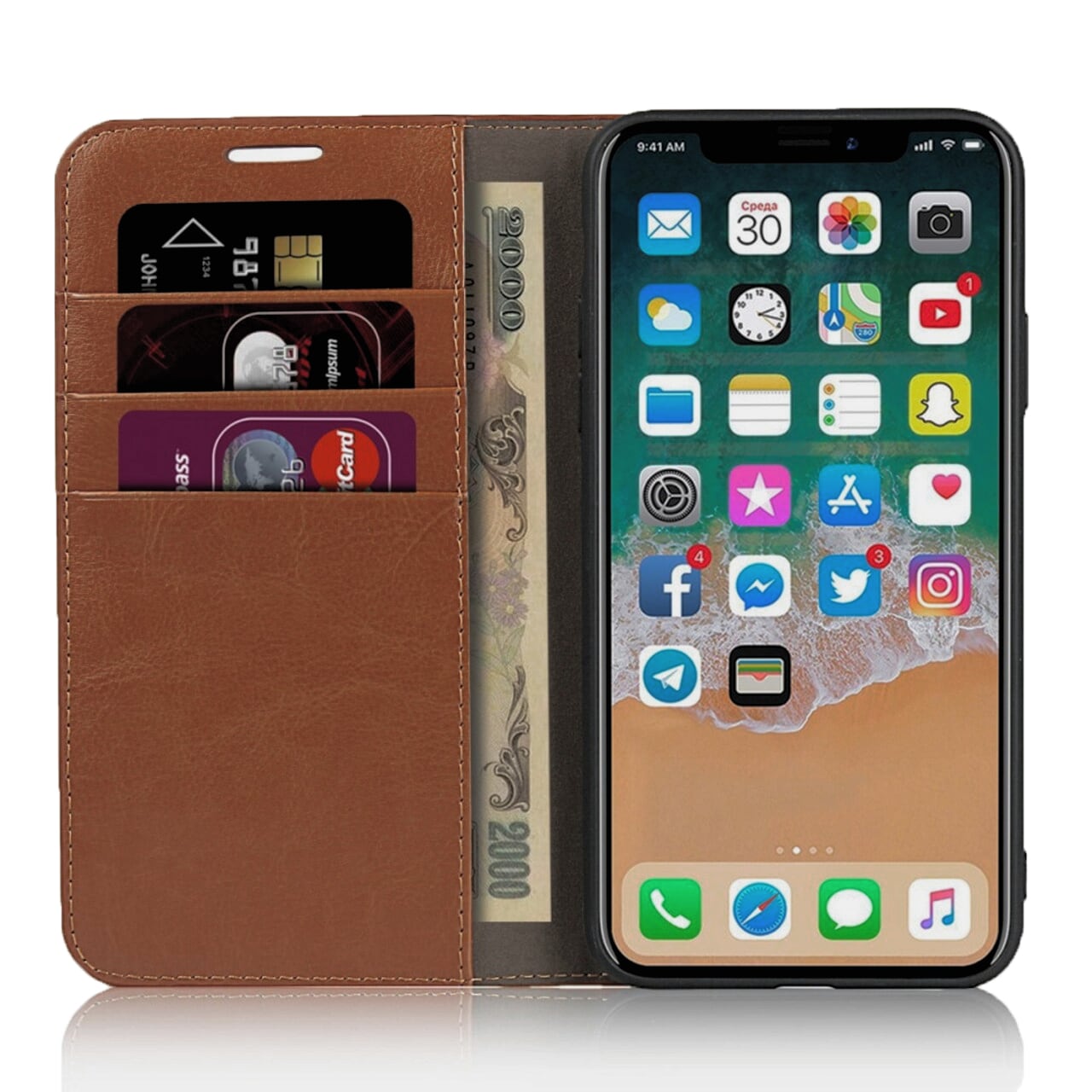 iPhone 11 Pro Smidigt mobiletui i ægte læder, Brun