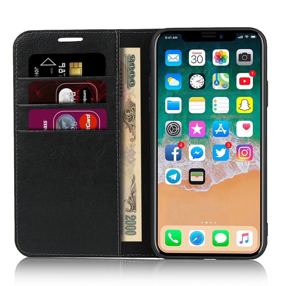 iPhone 11 Pro Smidigt mobiletui i ægte læder, Sort