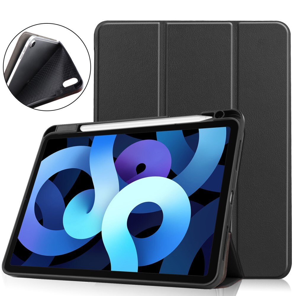 Apple iPad Air 10.9 4th Gen (2020) Tri-fold etui med penneholder, Sort