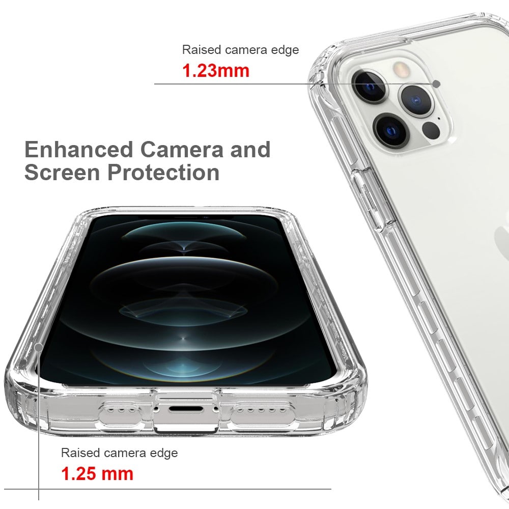 iPhone 12/iPhone 12 Pro Mobilcover med beskyttelsesramme, Gennemsigtig