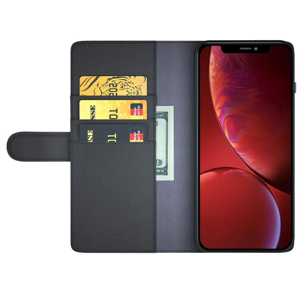 iPhone 13 Pro Max Slankt mobiletui i ægte læder, Sort