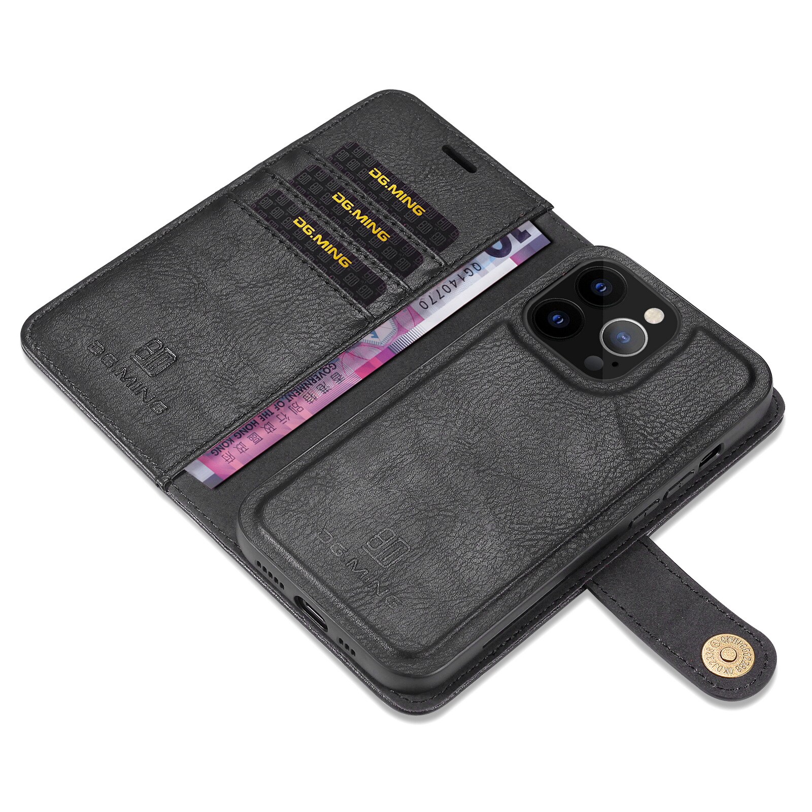 iPhone 13 Pro Pungetui med aftageligt cover, Black