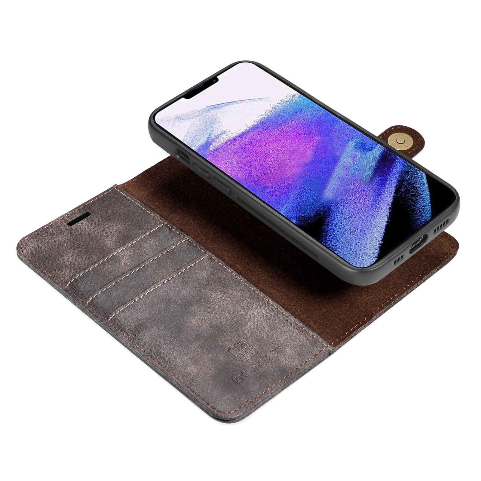 iPhone 13 Pro Pungetui med aftageligt cover, Brown