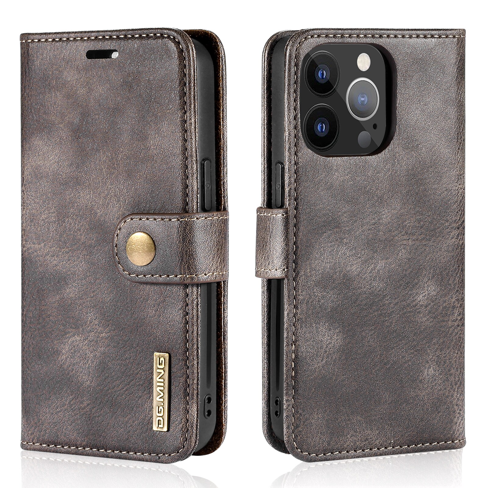 iPhone 13 Pro Pungetui med aftageligt cover, Brown