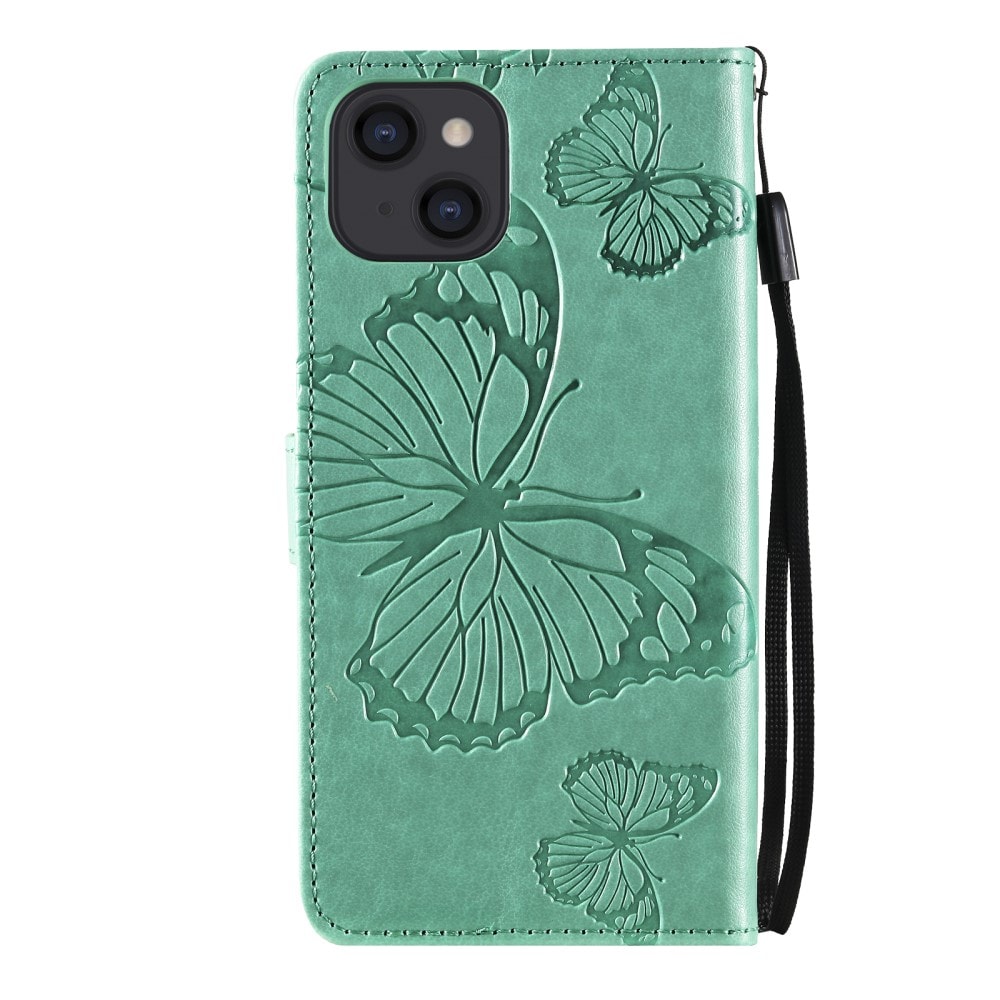 iPhone 13 Mobiletui med sommerfugle, Grøn