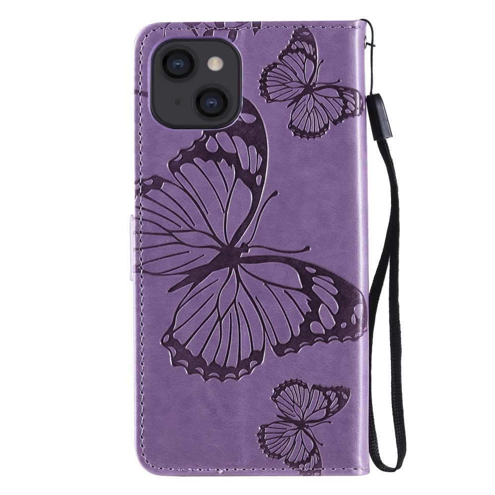 iPhone 13 Mobiletui med sommerfugle, Lilla