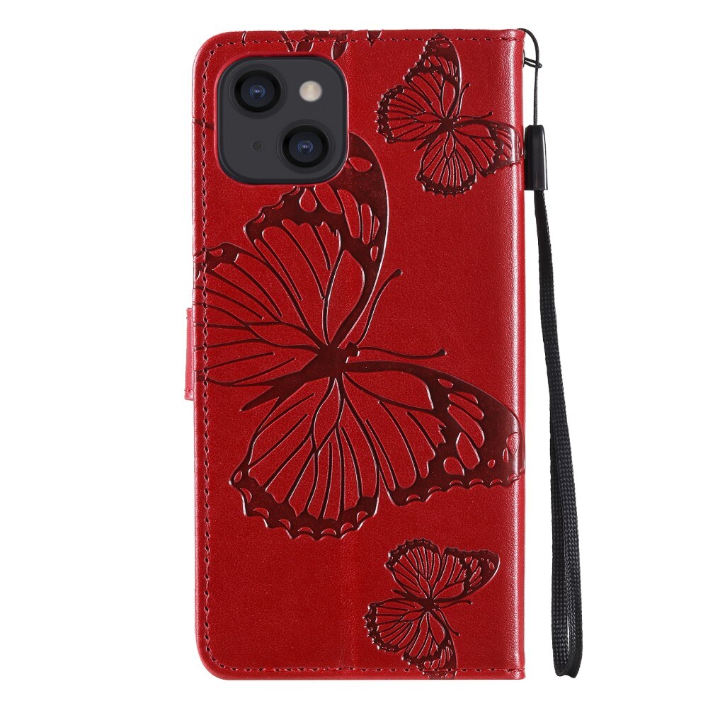 iPhone 13 Mini Mobiletui med sommerfugle, Rød