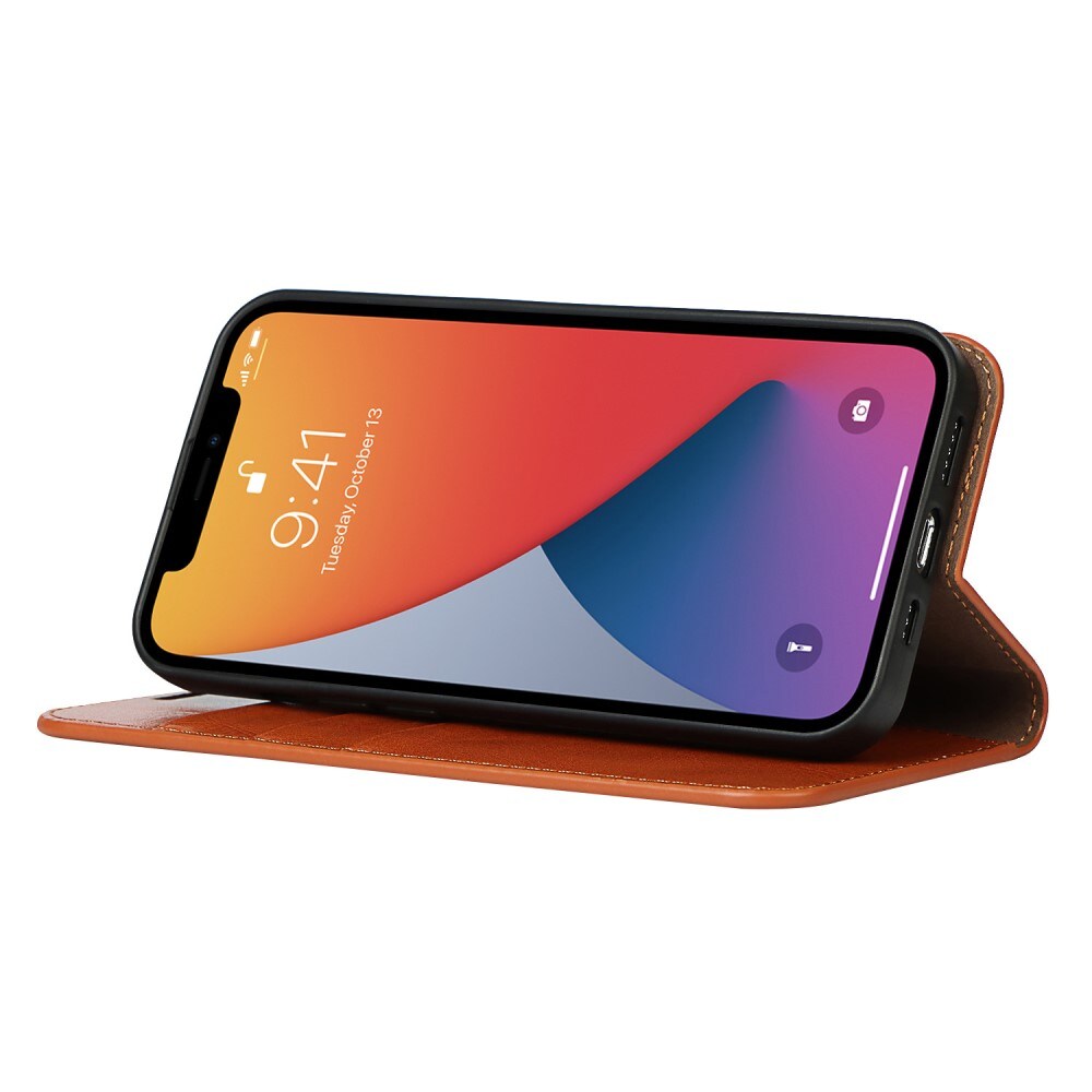 iPhone 12/iPhone 12 Pro Smidigt mobiletui i ægte læder, Brun