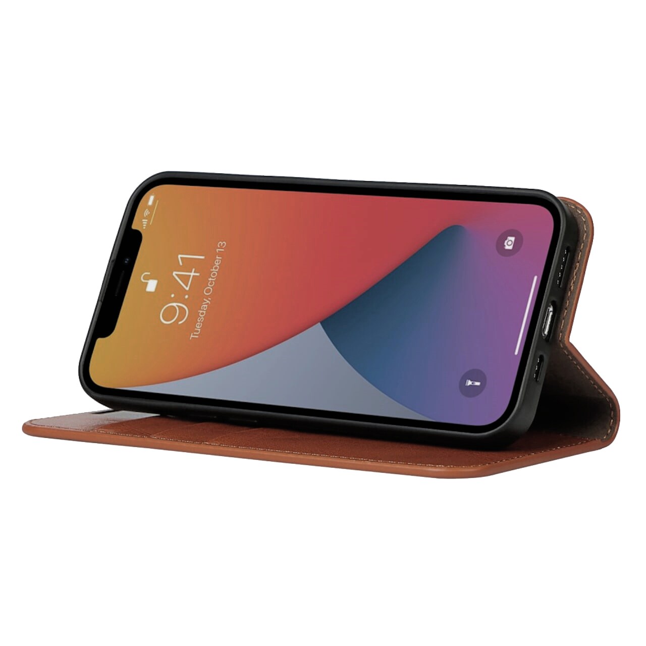 iPhone 13 Pro Smidigt mobiletui i ægte læder, Brun