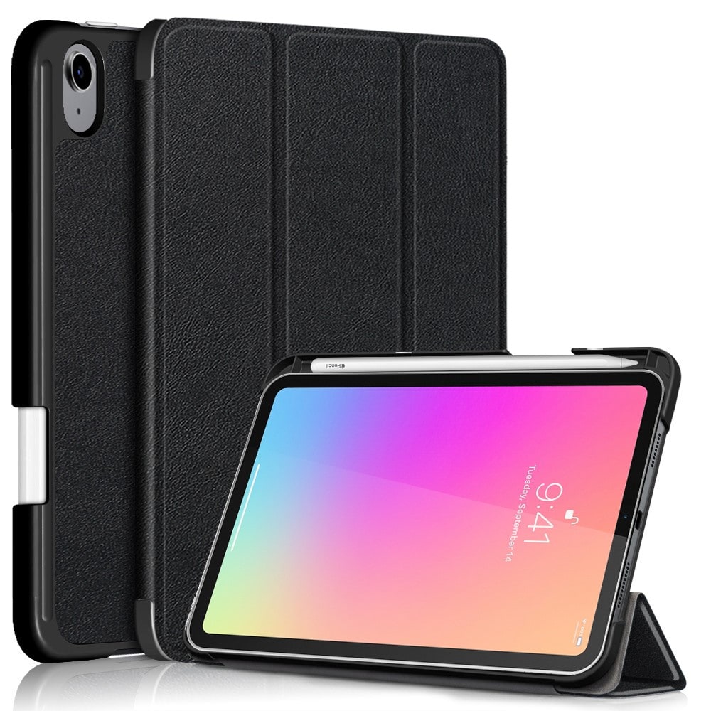Apple iPad Mini 7th Gen (2024) Tri-fold etui med penneholder, Sort