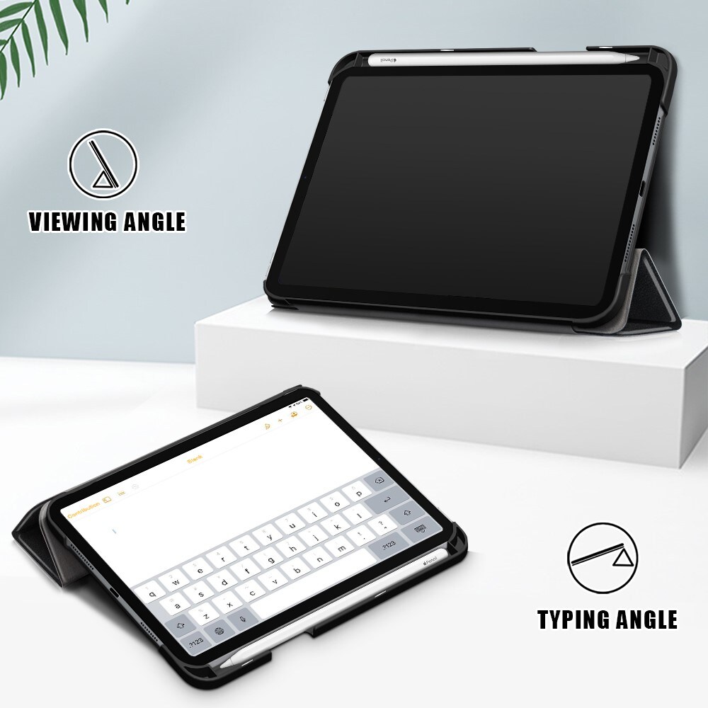 Apple iPad Mini 7th Gen (2024) Tri-fold etui med penneholder, Sort