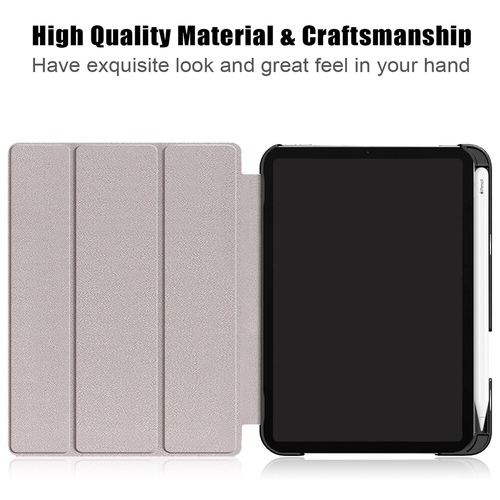 Apple iPad Mini 7th Gen (2024) Tri-fold etui med penneholder, Sort