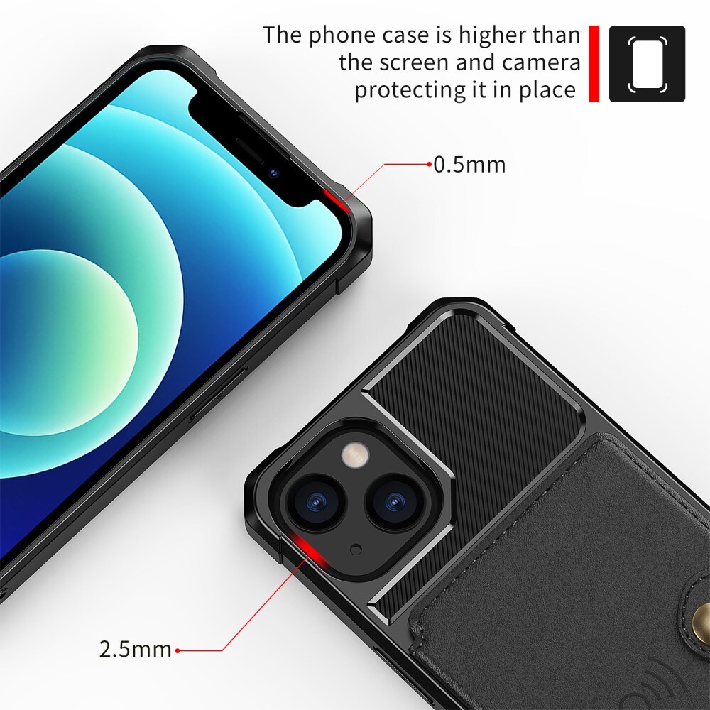 iPhone 13 Mini Stødsikkert mobilcover med pung, Sort