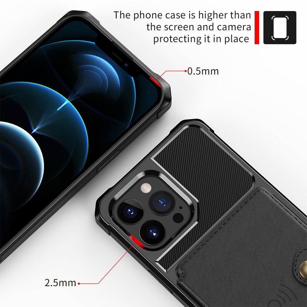 iPhone 13 Pro Stødsikkert mobilcover med pung, Sort