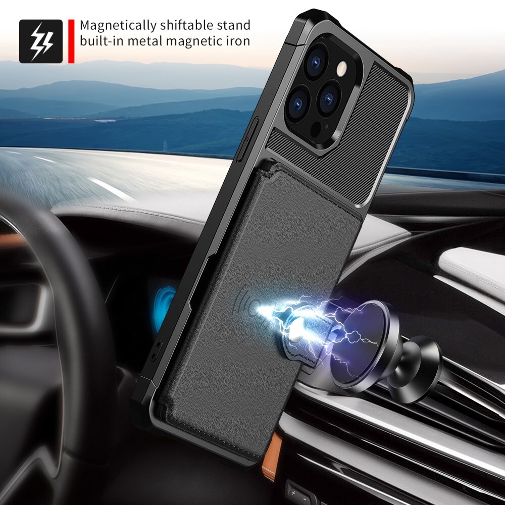 iPhone 13 Pro Max Stødsikkert mobilcover med pung, Sort