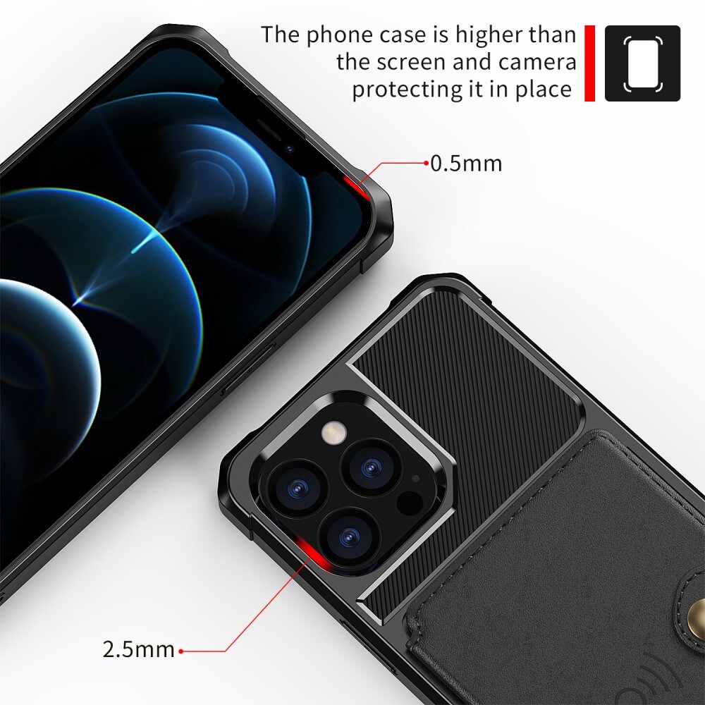 iPhone 13 Pro Max Stødsikkert mobilcover med pung, Sort