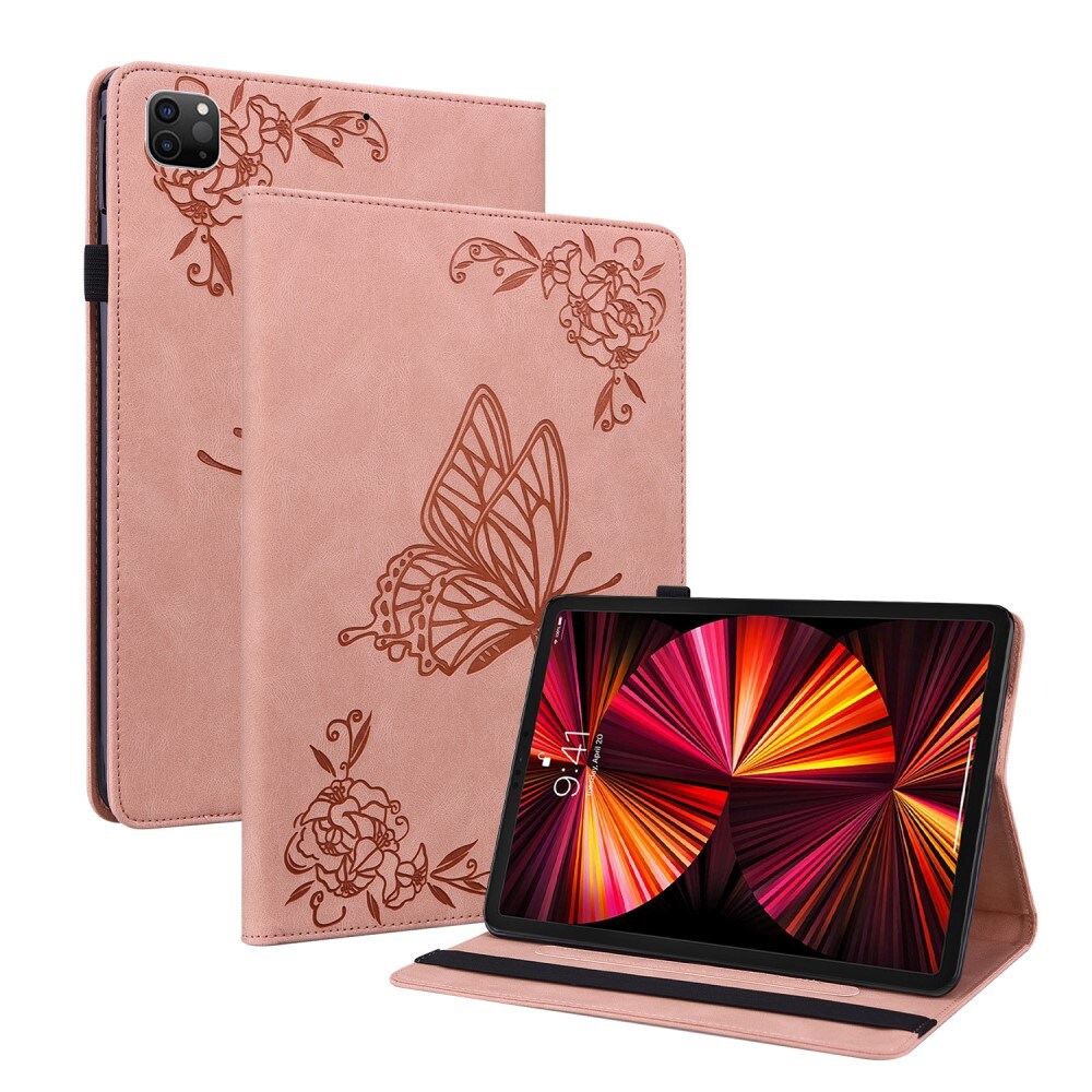Apple iPad Pro 11 4th Gen (2022) Etui med sommerfugle, Lyserød