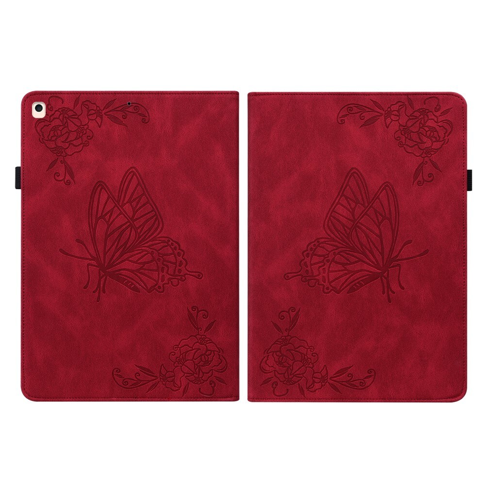 Apple iPad 10.2 9th Gen (2021) Etui med sommerfugle, Rød
