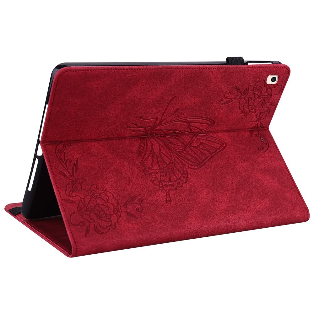 Apple iPad 10.2 9th Gen (2021) Etui med sommerfugle, Rød