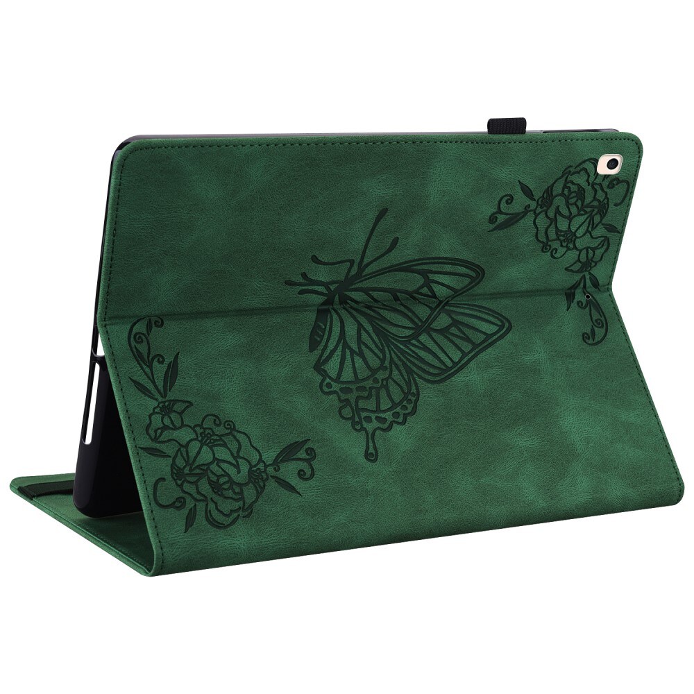 Apple iPad 10.2 9th Gen (2021) Etui med sommerfugle, Grøn