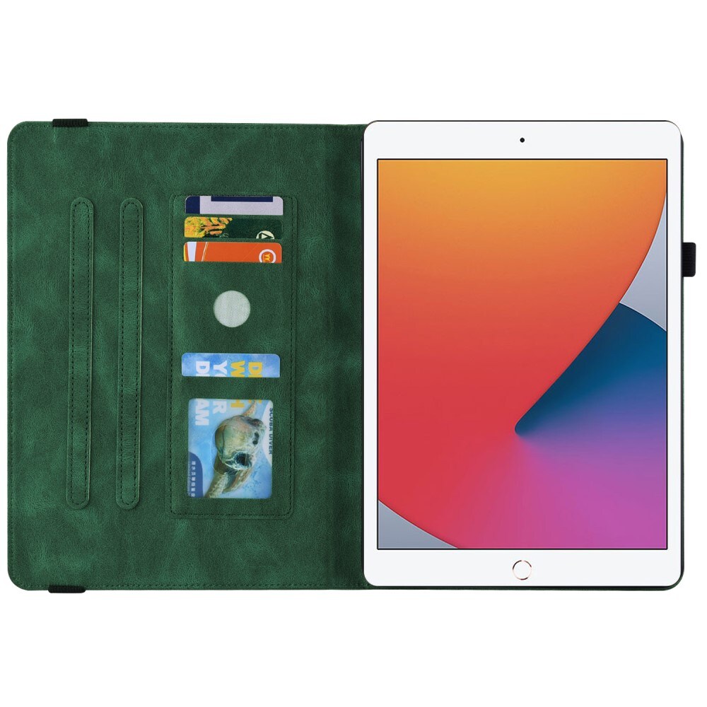 Apple iPad 10.2 9th Gen (2021) Etui med sommerfugle, Grøn