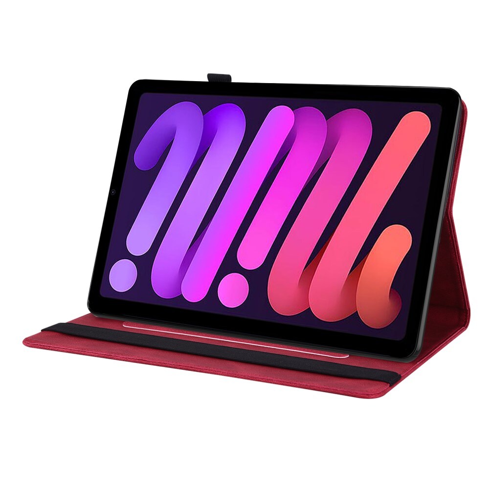 Apple iPad Mini 6th Gen (2021) Etui med sommerfugle, Rød