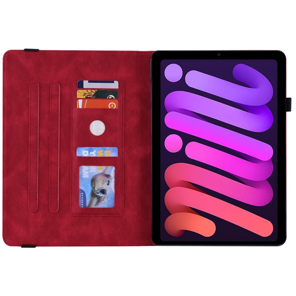 Apple iPad Mini 6th Gen (2021) Etui med sommerfugle, Rød