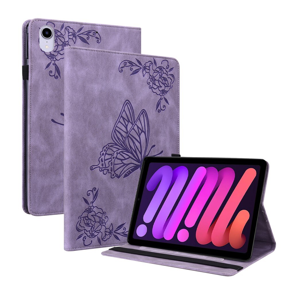 Apple iPad Mini 7th Gen (2024) Etui med sommerfugle, Lilla