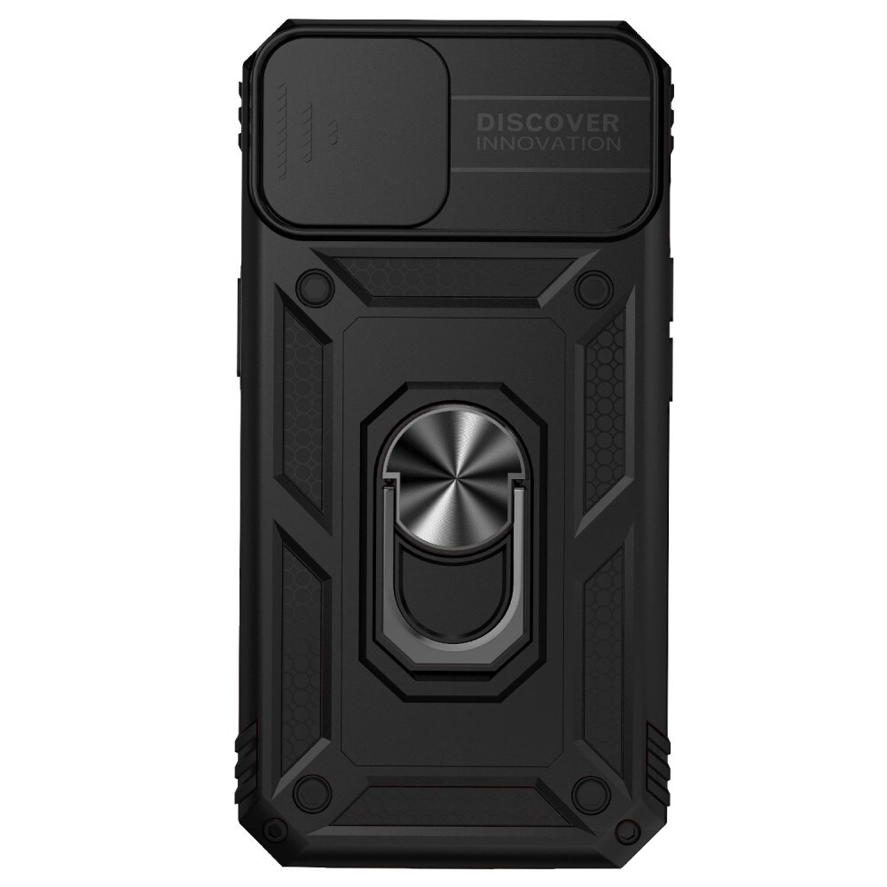iPhone 14 Cover med kamerabeskyttelse & fingerring, Sort