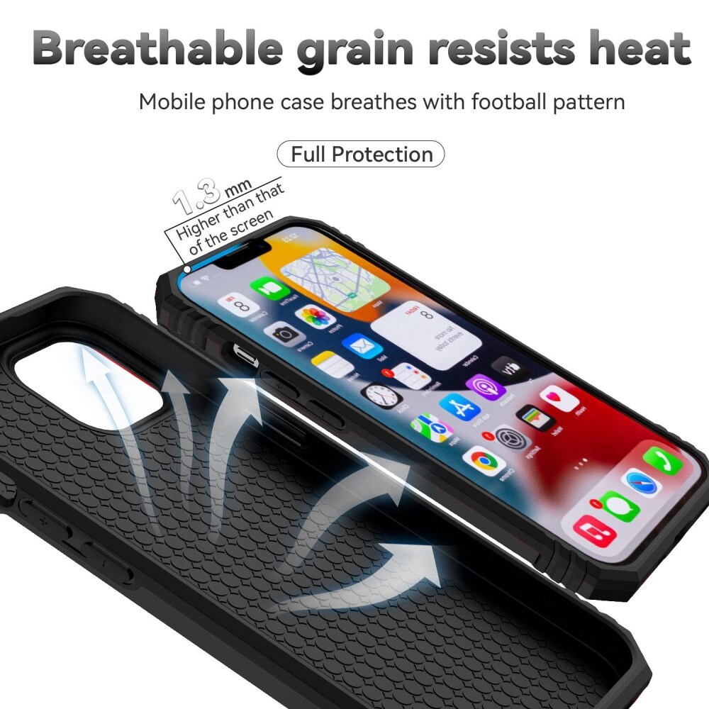 iPhone 14 Cover med kamerabeskyttelse & fingerring, Sort