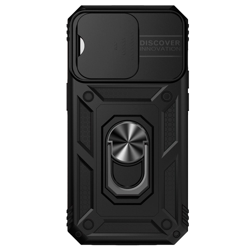 iPhone 14 Pro Cover med kamerabeskyttelse & fingerring, Sort