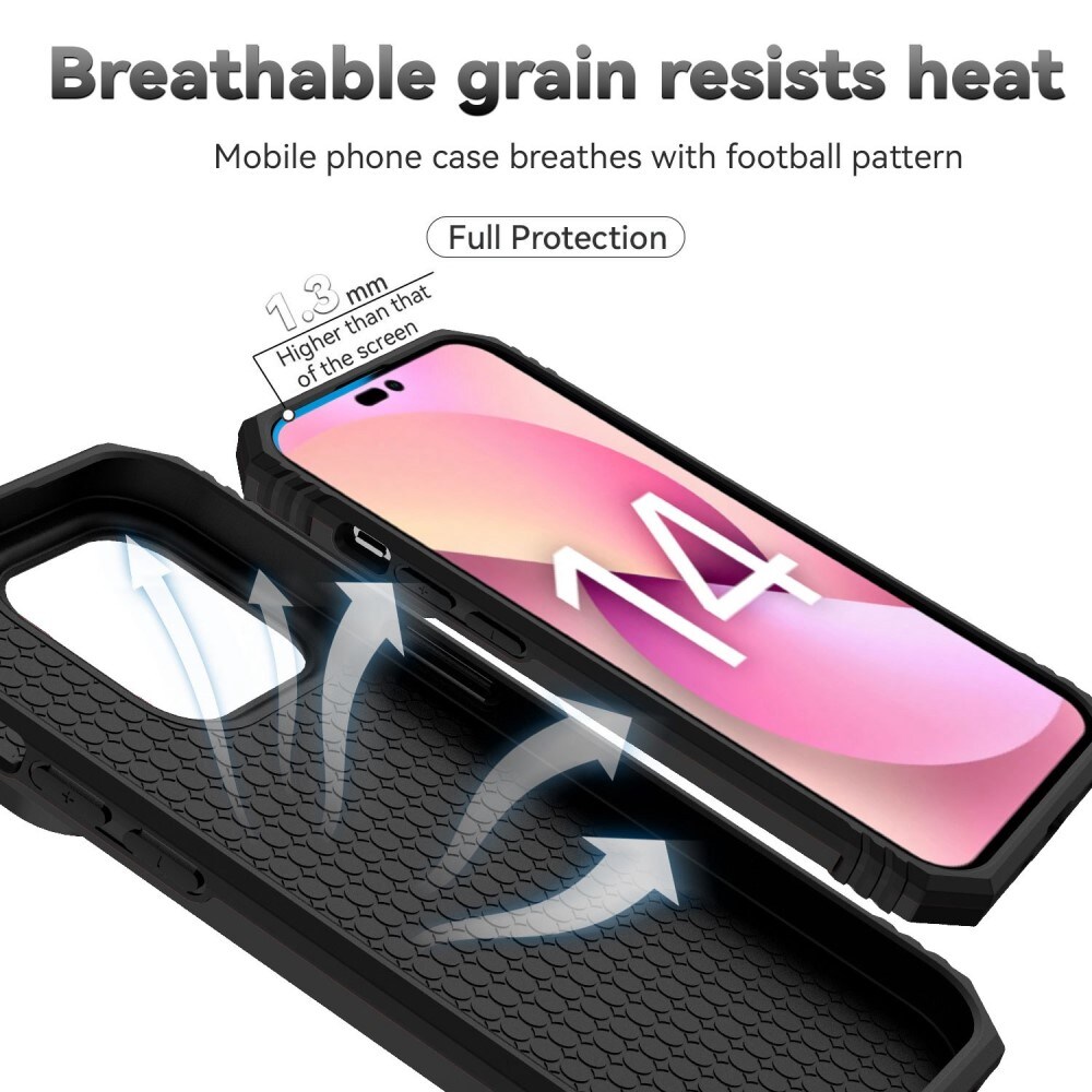 iPhone 14 Pro Cover med kamerabeskyttelse & fingerring, Sort