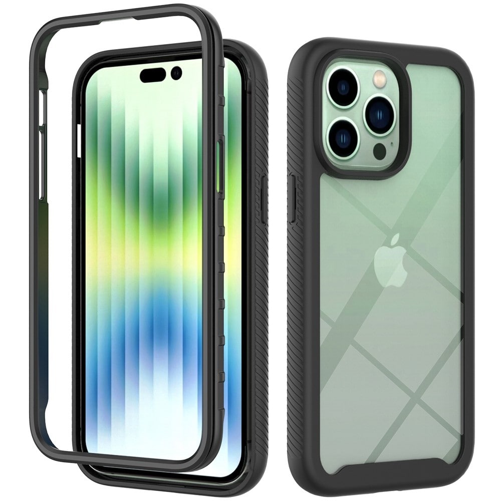 iPhone 14 Plus Stødsikkert mobilcover med beskyttelsesramme Sort