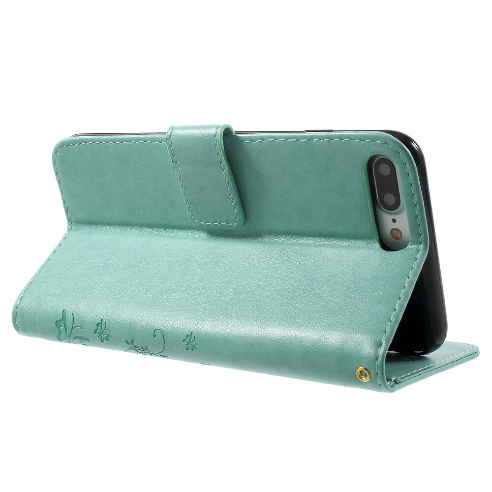 iPhone 7 Plus/iPhone 8 Plus Mobiletui med sommerfugle, Grøn
