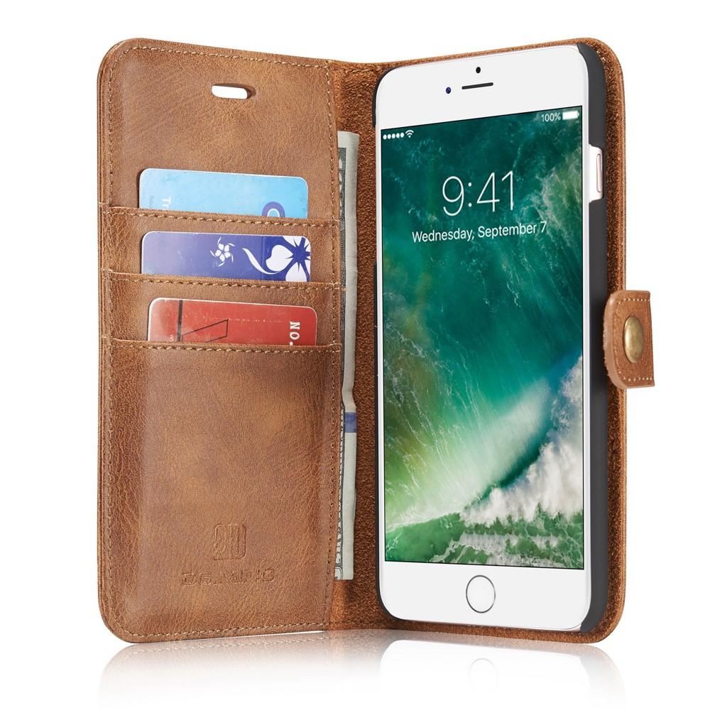 iPhone 7 Plus/iPhone 8 Plus Pungetui med aftageligt cover, Cognac