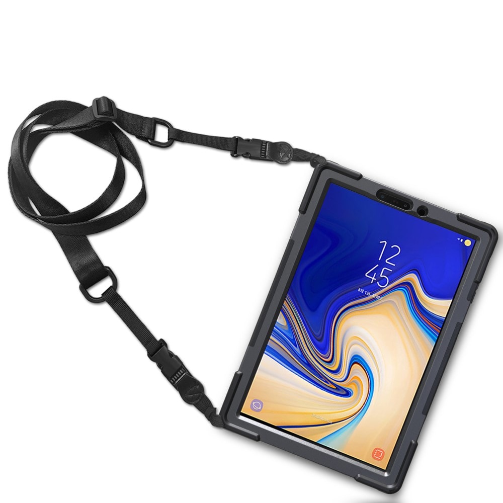 Samsung Galaxy Tab S4 Robust hybridskal med skulderrem Sort