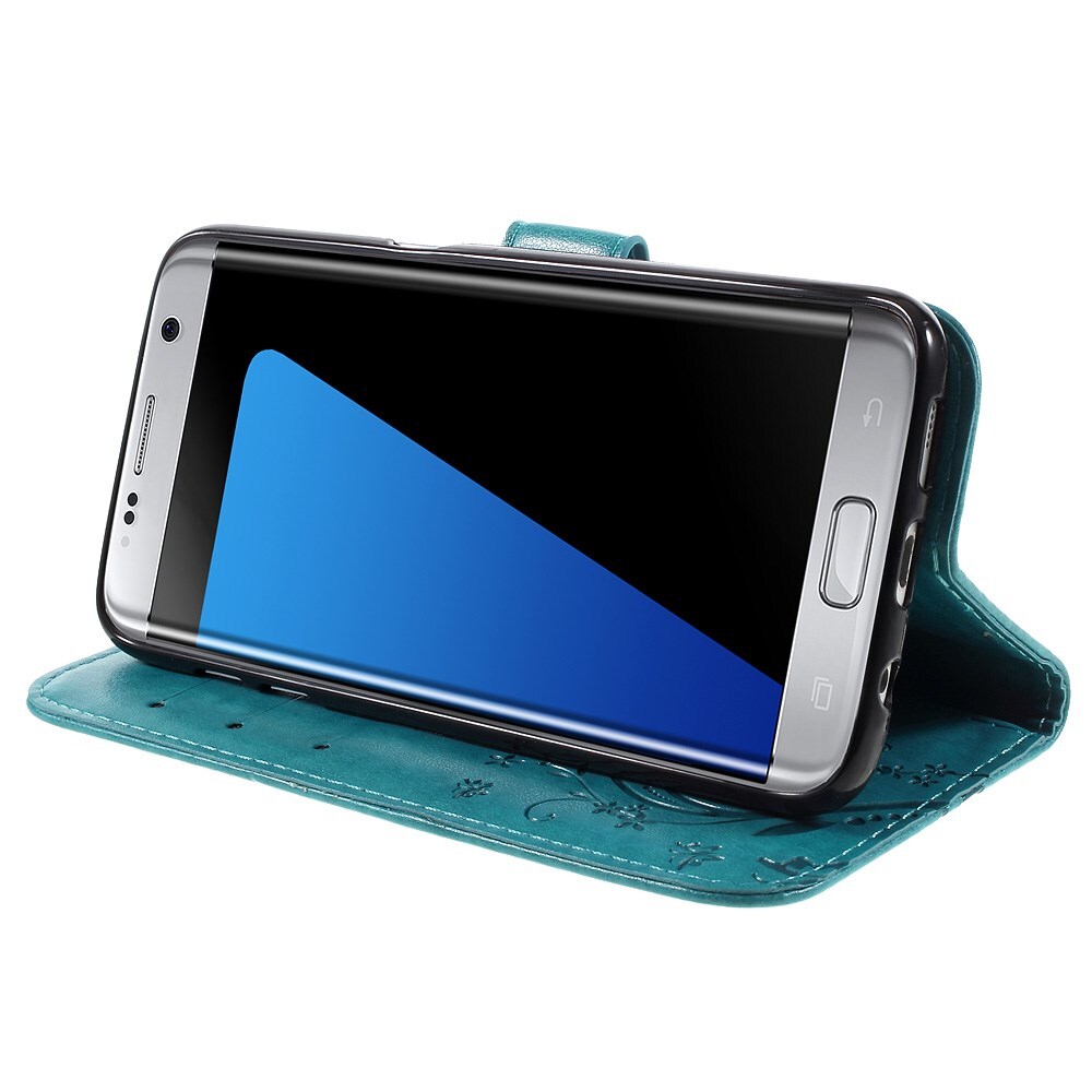 Samsung Galaxy S7 Edge Mobiletui med sommerfugle, Blå