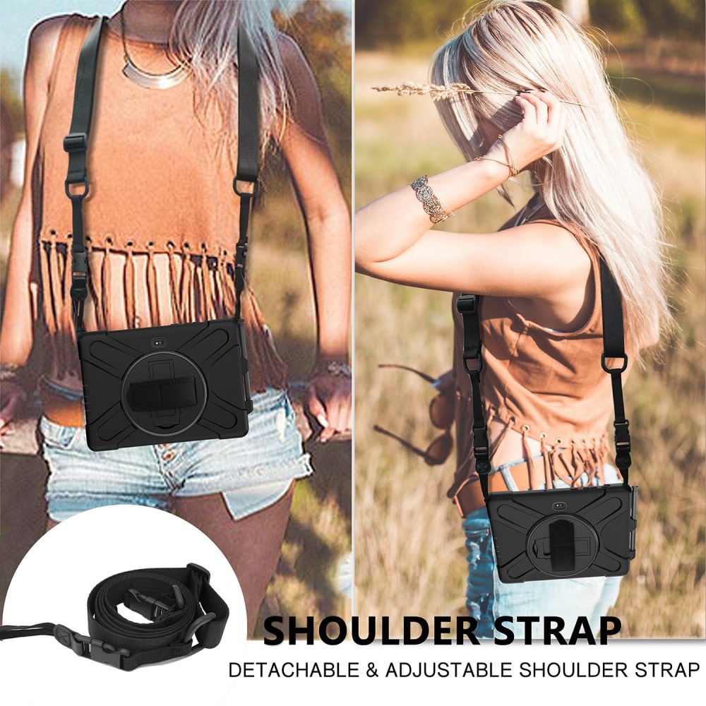 Samsung Galaxy Tab Active4 Pro Robust hybridskal med skulderrem Sort