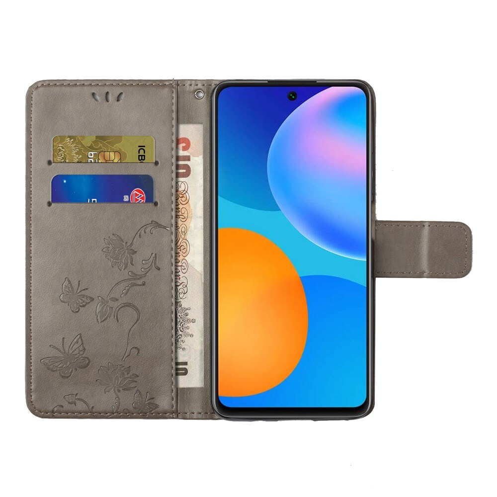 Samsung Galaxy A82 5G Mobiletui med sommerfugle, Grå