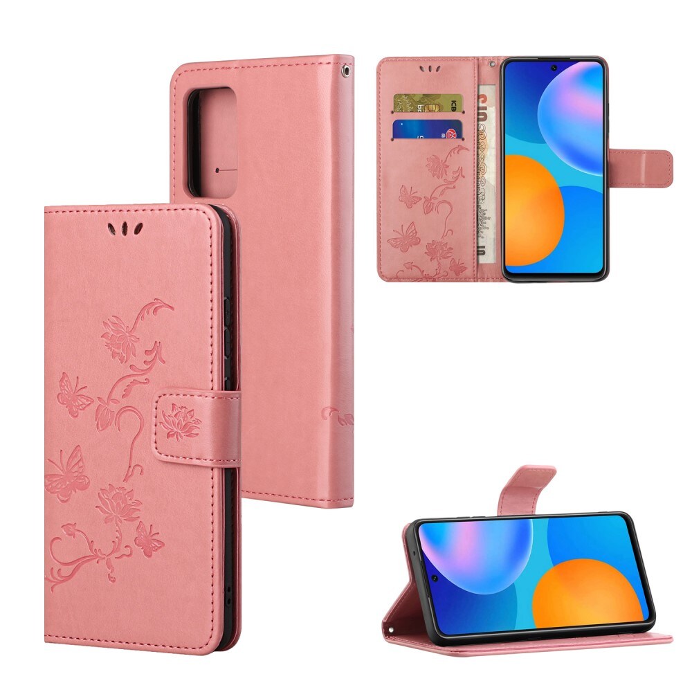 Samsung Galaxy A82 5G Mobiletui med sommerfugle, Lyserød