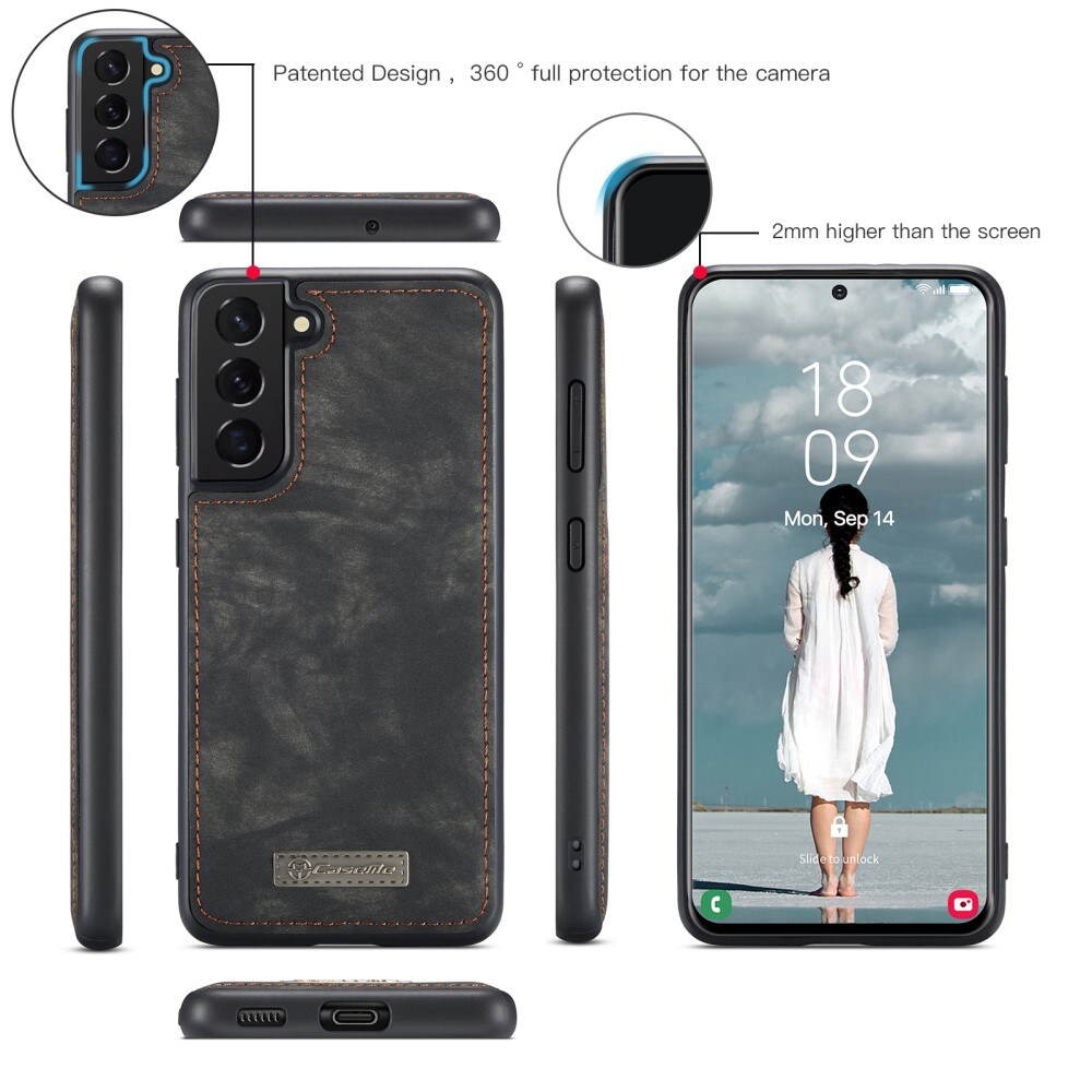 Samsung Galaxy S21 FE Rummeligt pungetui med mange kortholdere, Grå